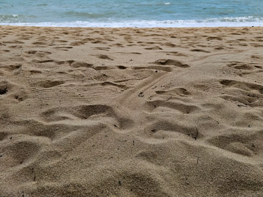 Gröberer Sand am Hotelstrand