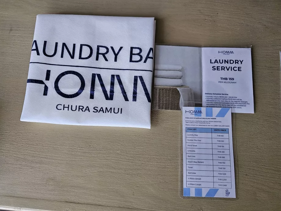 Wäschesack und Preisliste