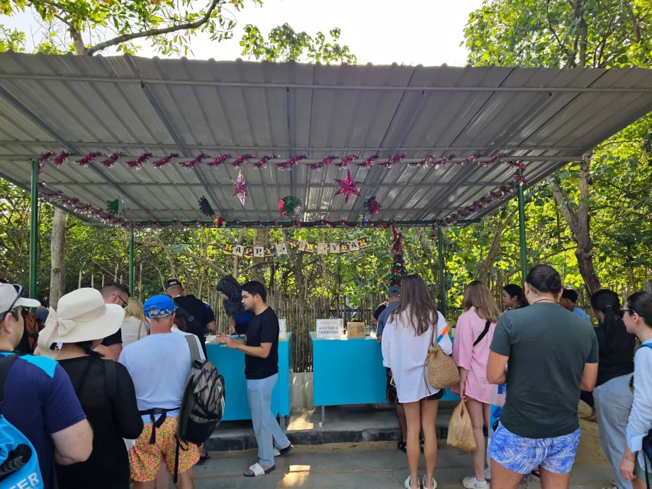 Einchecken vor der Abreise an der Anlegestelle (und Zahlung des Nationalpark-Eintrittspreises)