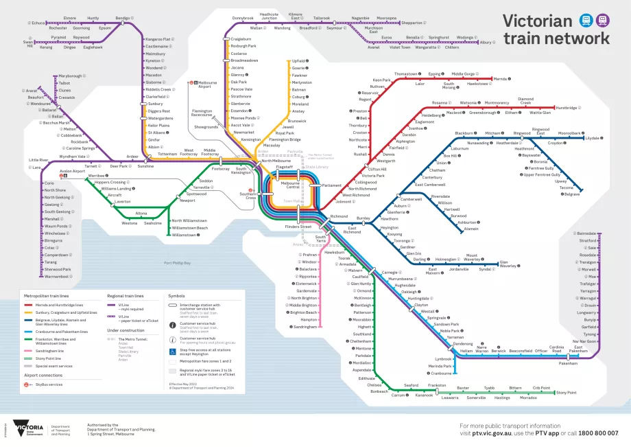 Karte der Züge in Melbourne