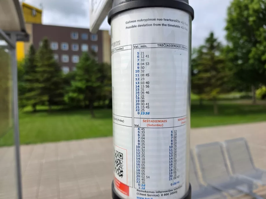 Fahrplan für die Linie 29