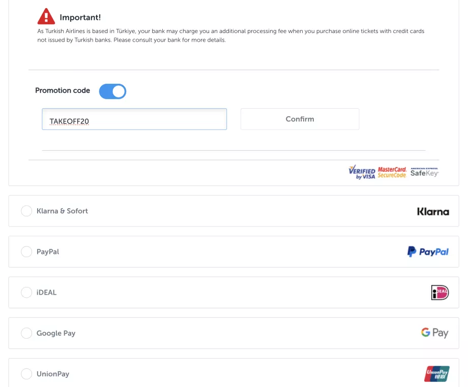 Turkish Airlines Sonderangebotscode