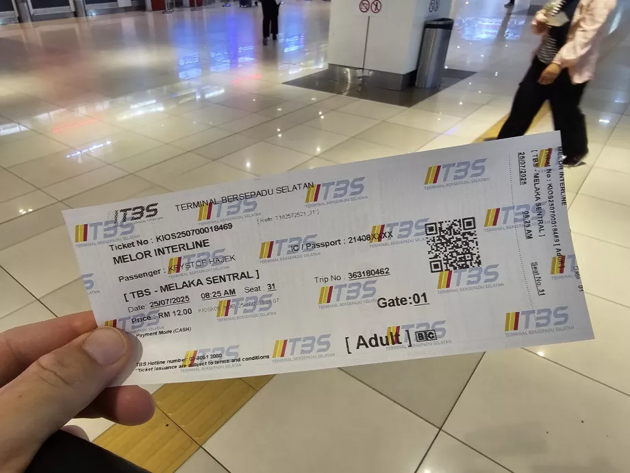 Busticket nach Malakka