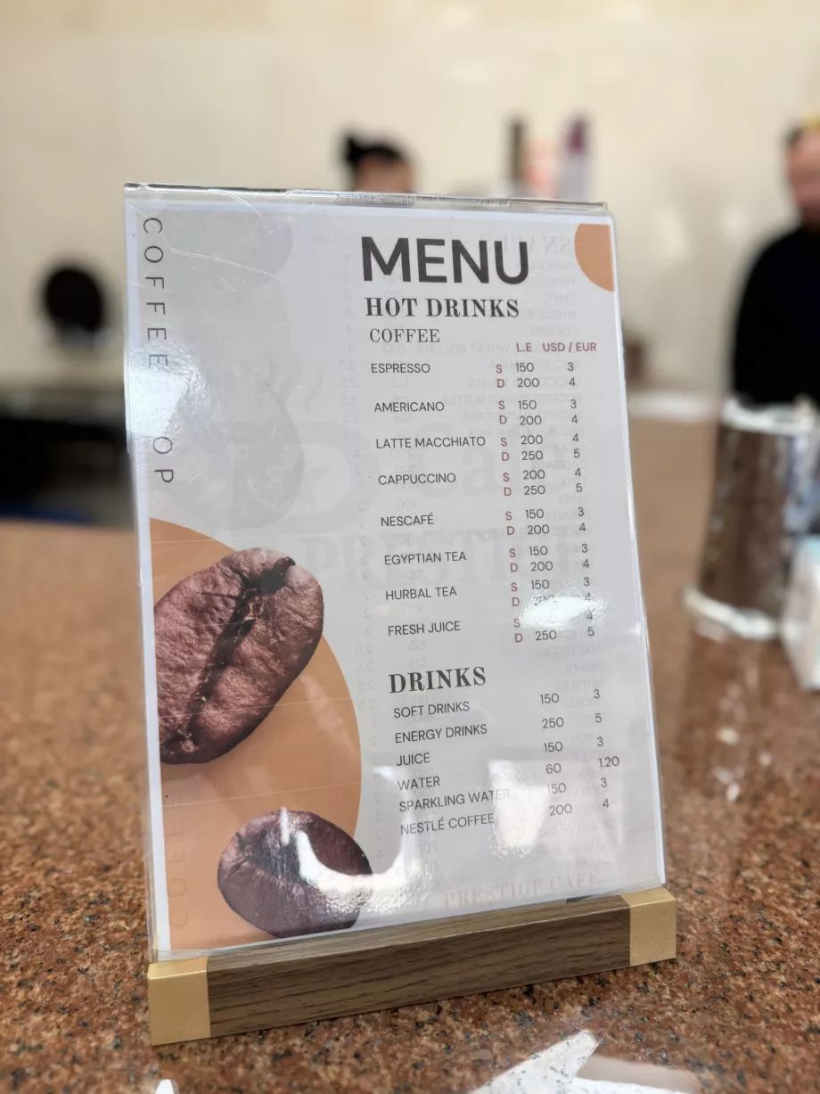 Preise für Kaffee und Getränke