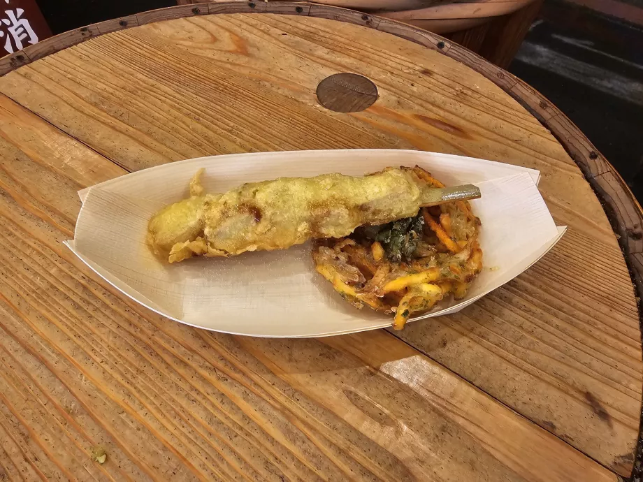 Mein Tempura auf dem Nishiki-Markt
