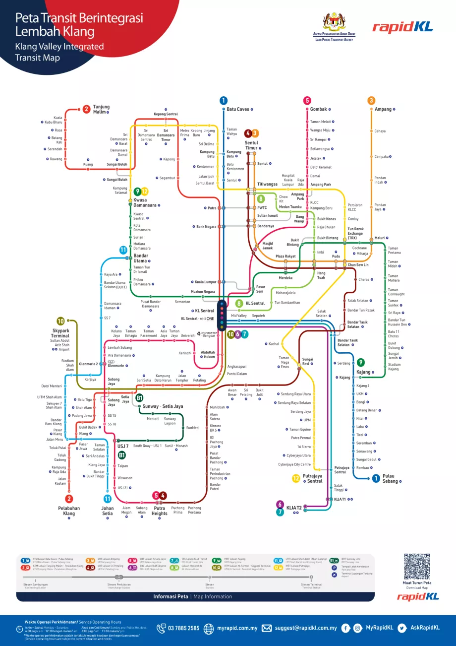 Karte der Eisenbahnen in Kuala Lumpur