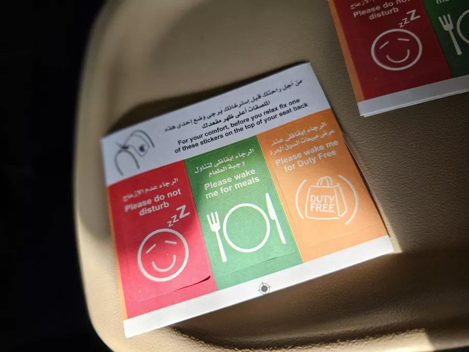 Aufkleber - Informationen für das Kabinenpersonal