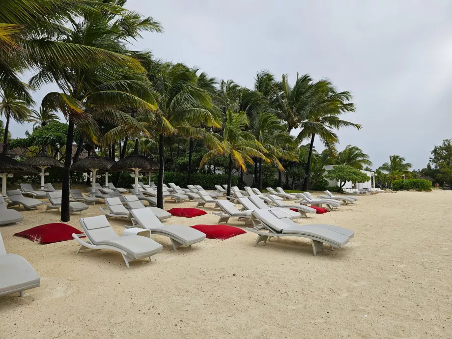 Liegestühle am Strand des Hotels Veranda Palmar