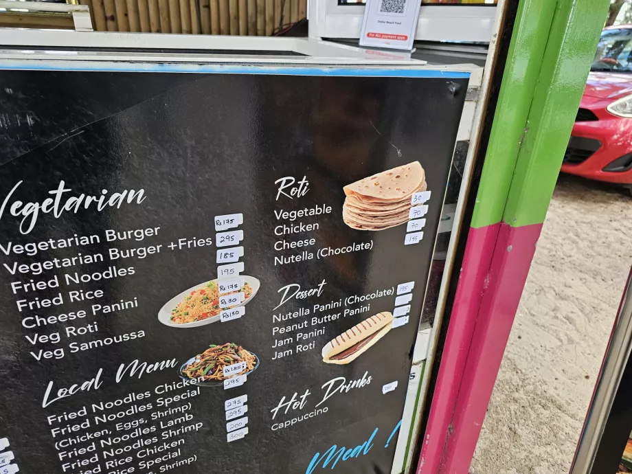 Preise an den Ständen am Strand