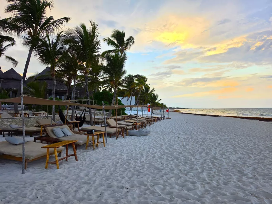 Der Strand in der Hotelzone von Tulum