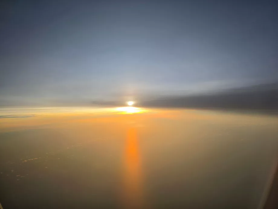 Sonnenuntergang vor der Landung in Mexiko
