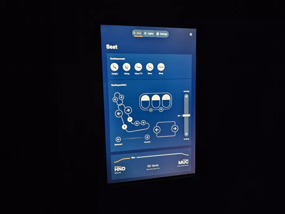 Sitzsteuerung über Tablet