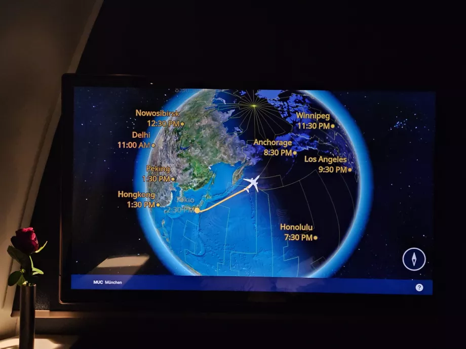 Karte des Fluges über den Nordpol