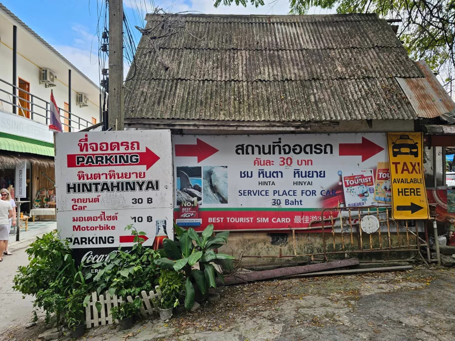 Preisliste für das Parken in Hin Ta Hin Yai