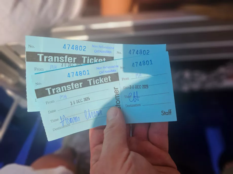 Transfer Ticket von der Anlegestelle zum Hotel
