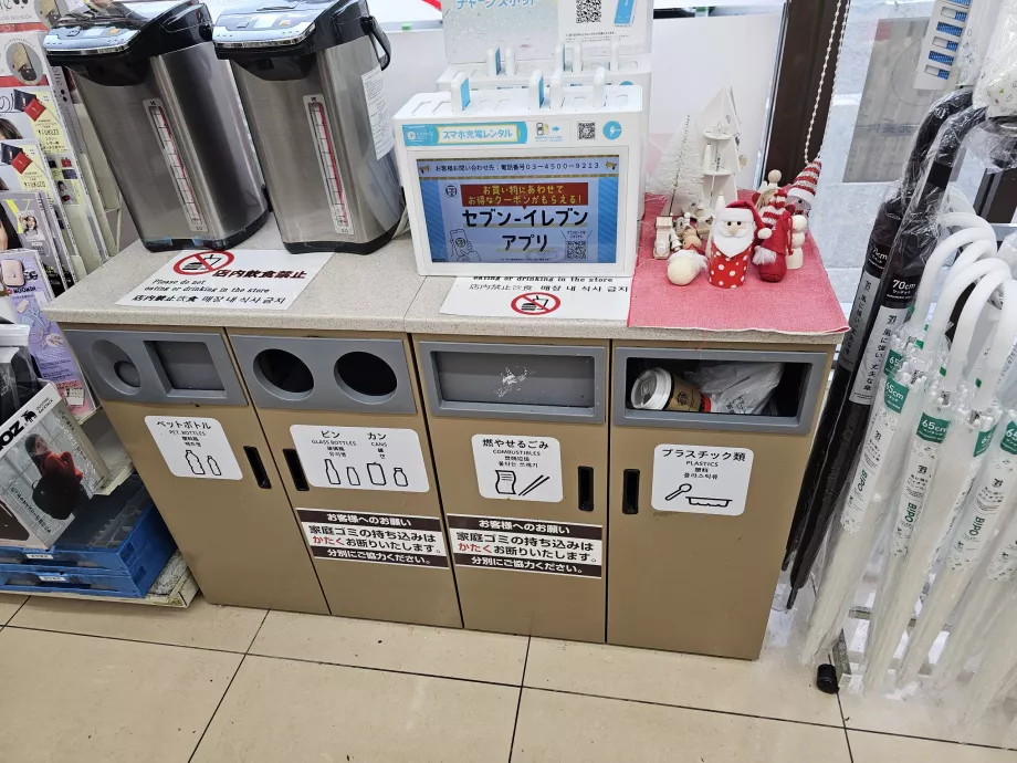 Abfallbehälter in Mini-Märkten