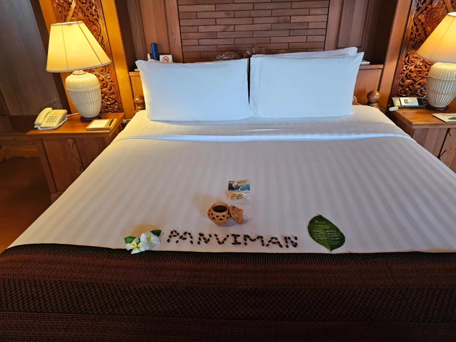 Das Bett in unserem Zimmer