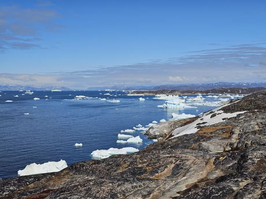 Eisschollen bei Ilulissat, Blick vom gelben Weg