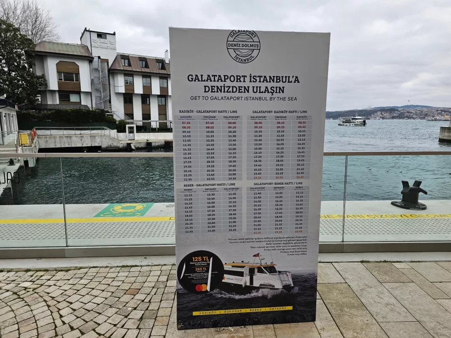 Fahrplan der touristischen Kreuzfahrten auf dem Bosporus