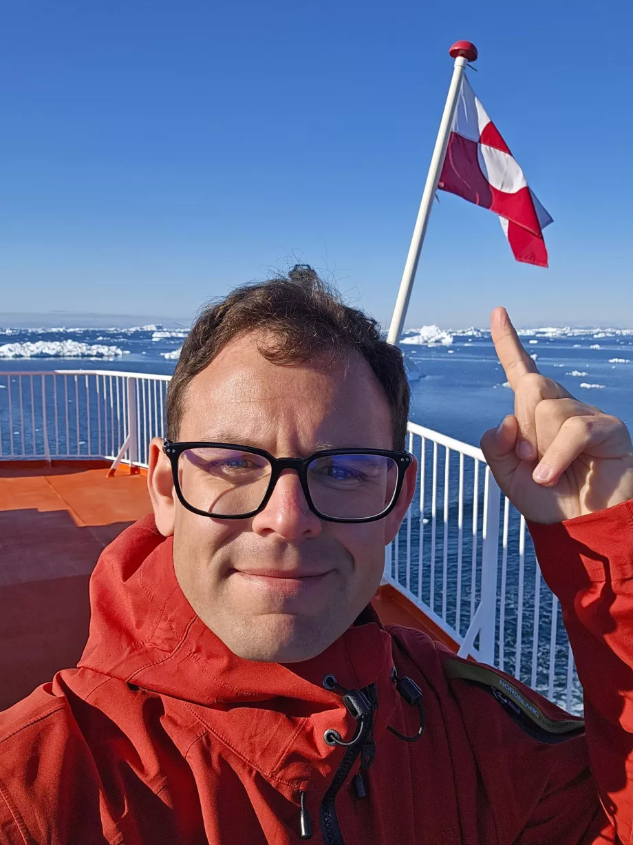 Selfie mit grönländischer Flagge