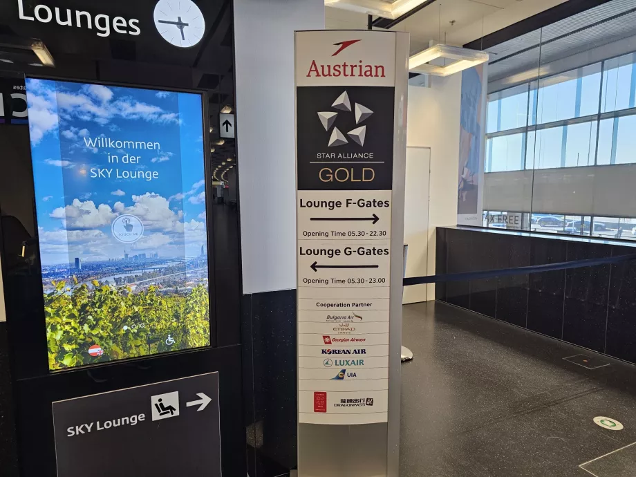 Kennzeichnung der Austrian Lounge