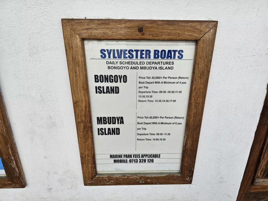 Bongoyo Fahrplan