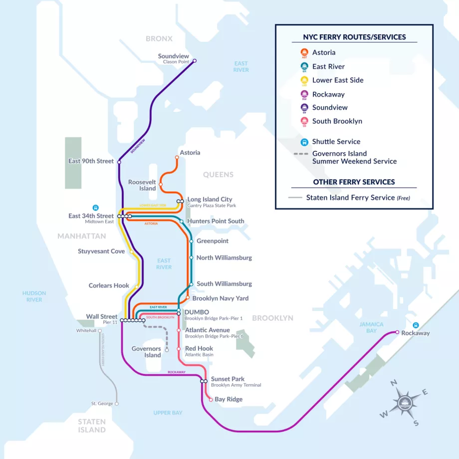 Manhattan Bootsverbindungen Karte
