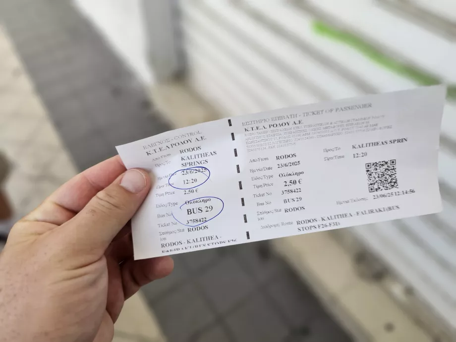 Fahrkarte, KTEL Rhodos