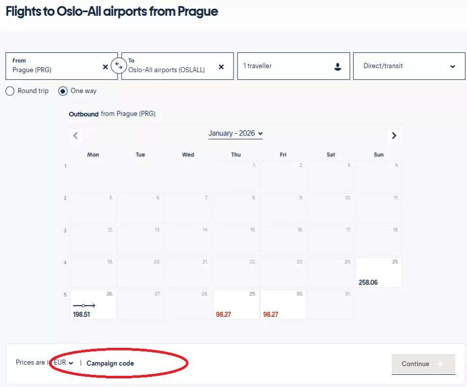 Feld für die Eingabe des Promo-Codes
