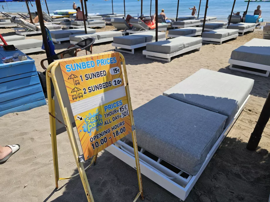 Preise für Liegestühle in Faliraki