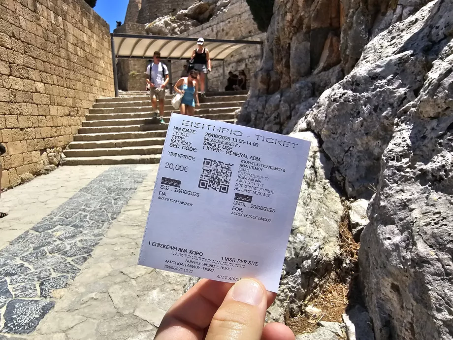 Eintrittskarte für die Akropolis von Lindos