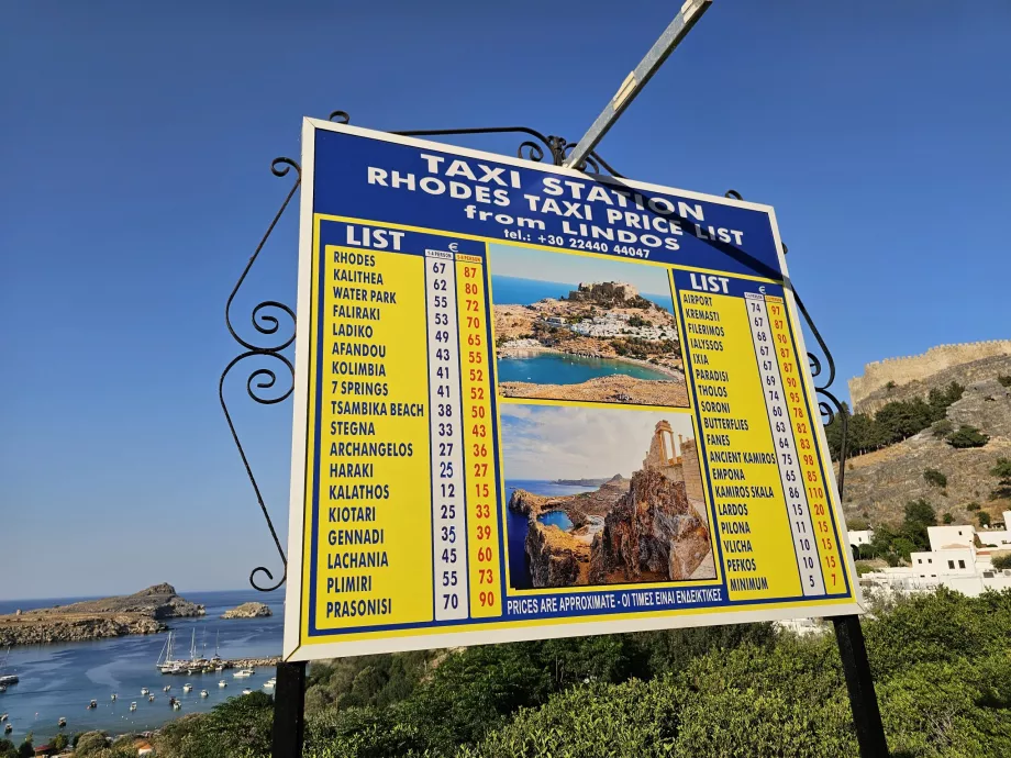 Taxipreise von Lindos