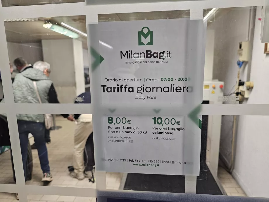 Preise für Gepäckaufbewahrung, 2026