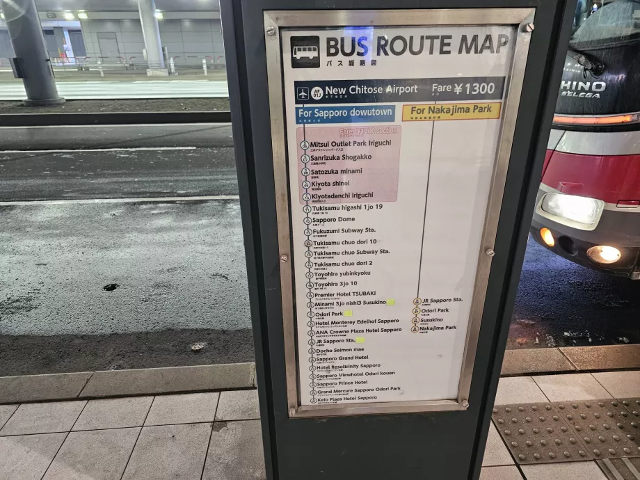 Liste der Bushaltestellen zum Zentrum