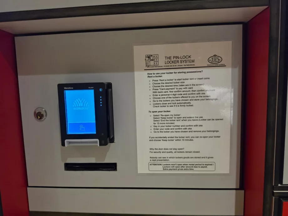 Gepäckschließfächer, Zahlung mit Karte