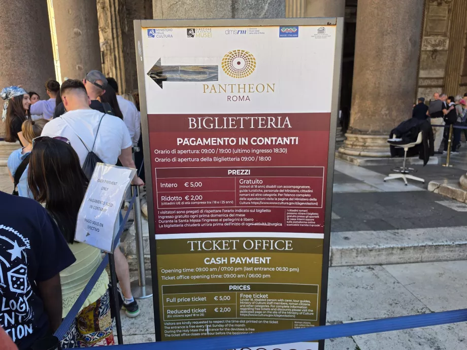Pantheon, Ticketpreise