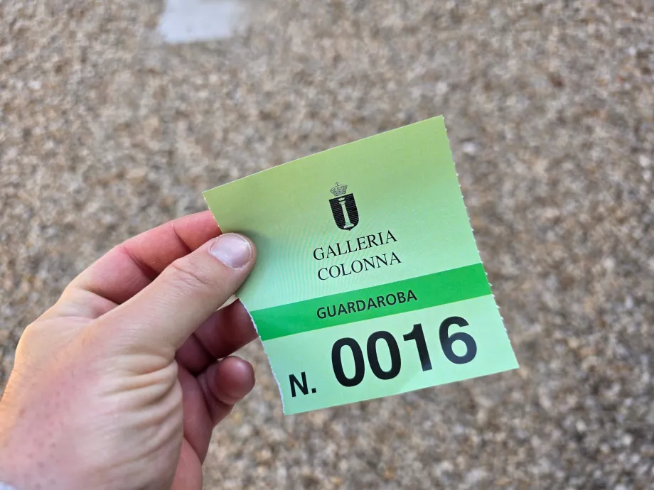 Galleria Colonna, Eintrittskarte aus dem Gepäckraum