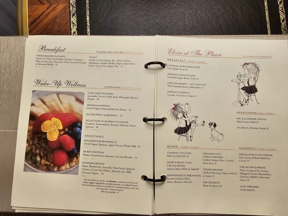 Menü, Zimmerservice