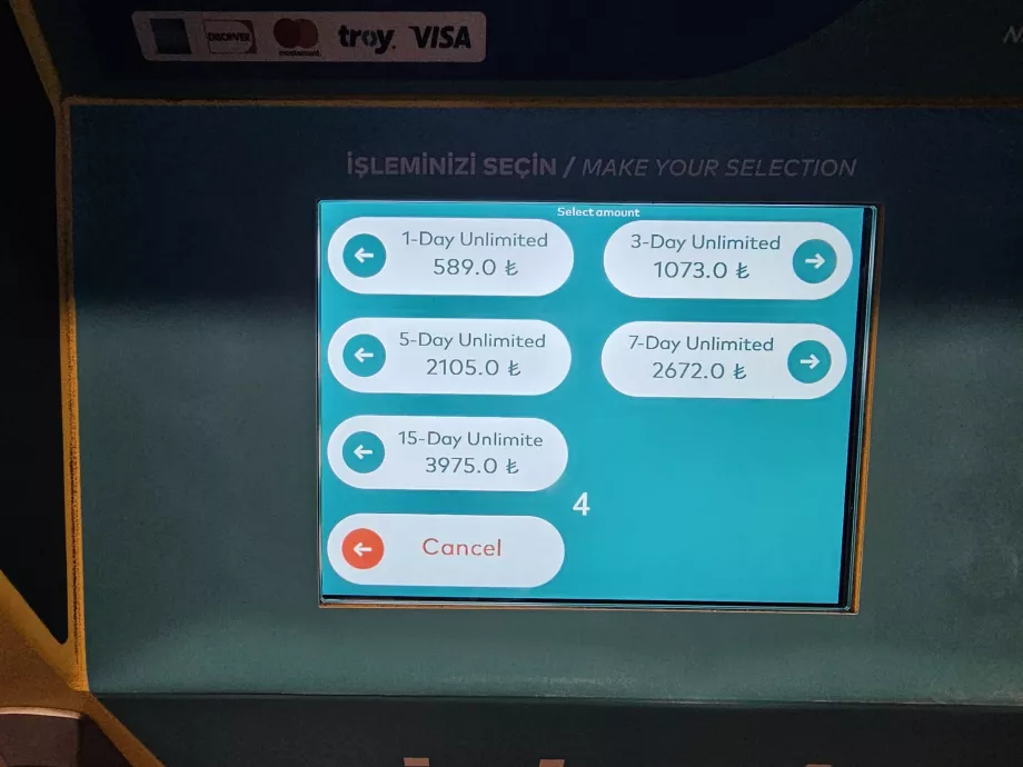 Optionen für Mehrtageskarten