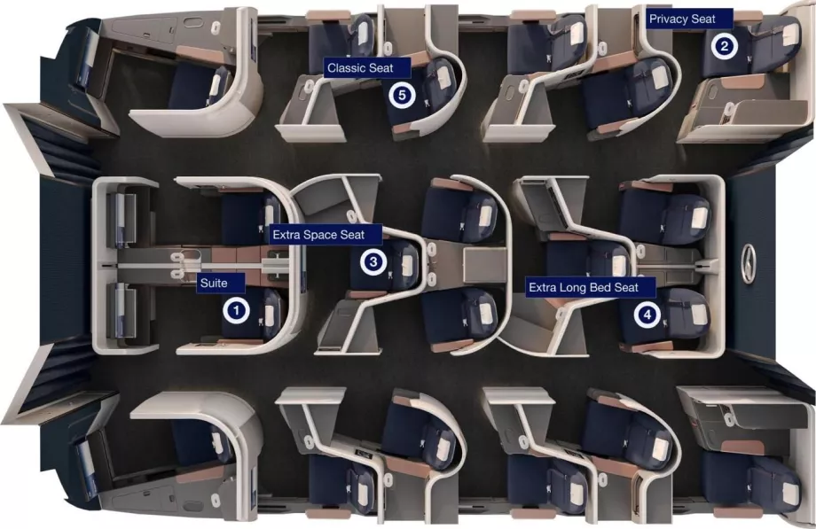 Sitzanordnung und -typen, Karte von lufthansa.com