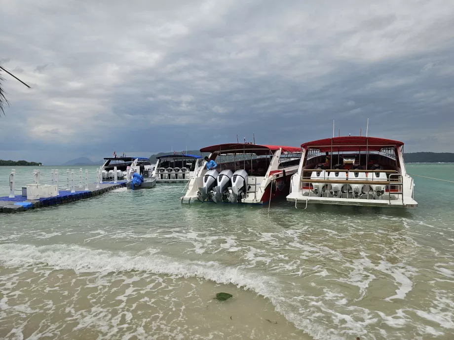 Touristenboote auf der Schweineinsel